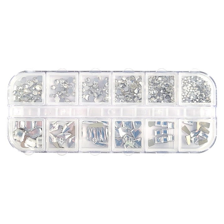 Decoratiuni Unghii Mixte in Cutie cu 12 Compartimente