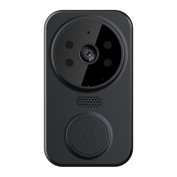 Sonerie Wireless M8, Camera Video, Microfon, Night Vision, Conectare la telefon, Aplicatie Smart Life / Tuya, Reincarcabila, Kit Instalare Inclus, Negru