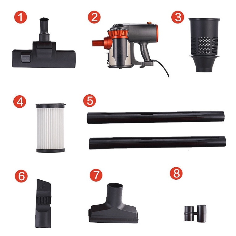 Aspirator, portabil, de uz casnic, filtrare dubla, vine cu 3 capete de schimb, functionare silentioasa, capacitate de colectare 1,5L, 600w, 18kpa, negru