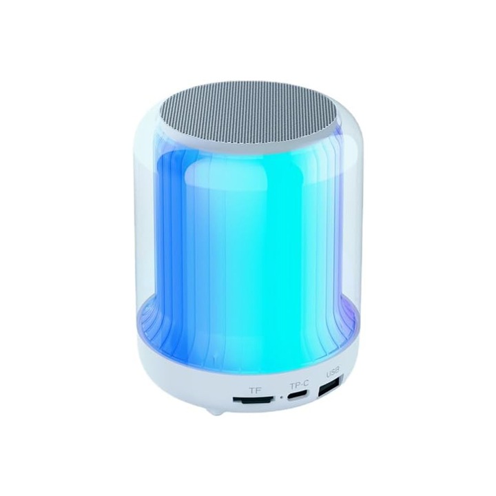 Boxa Portabila, Waterproof, Sunet Stereo 5W, Autonomie 6 ore, Alb