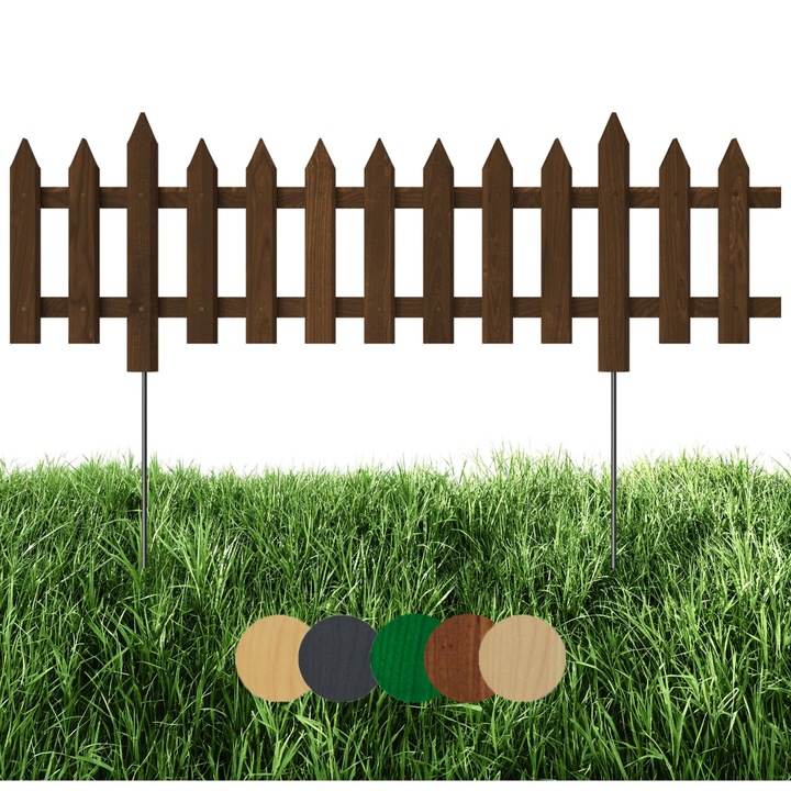 Gard pentru gradina, Floranica, infipt in pamant, din lemn - Pin, inaltime: 20 cm, Maro