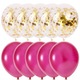 Set 10 baloane latex, confetti aurii, Roz, 30cm, Ropet