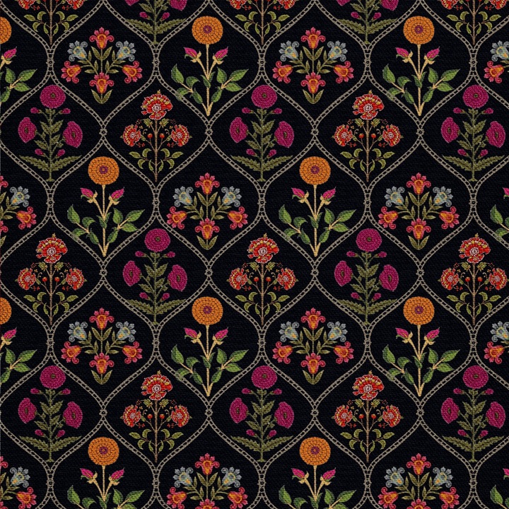 Textil anyag, többszínű dísz, poliészter 100%, 210g/pm, méret: 100cm x 155cm, DX1630