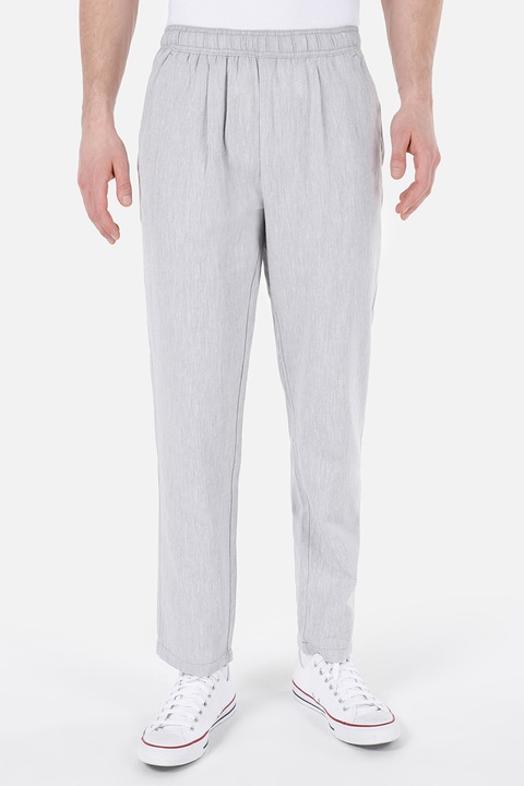 COLIN'S, Pantaloni din amestec de in cu talie elastica, Gri deschis