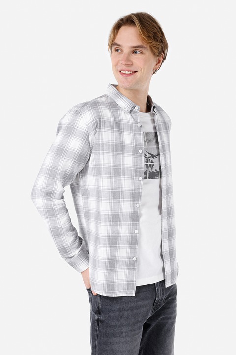 COLIN'S, Camasa slim fit din bumbac, Alb/Gri deschis