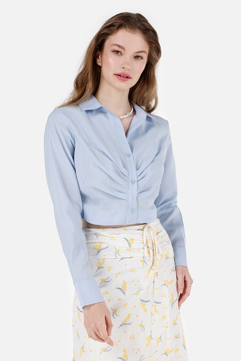 COLIN'S, Camasa crop din amestec de lyocell, Albastru deschis, L