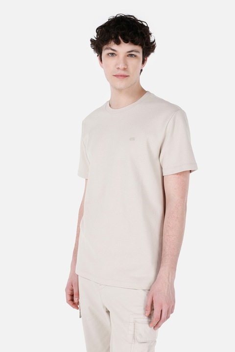 COLIN'S, Tricou din amestec de bumbac cu decolteu la baza gatului, Bej deschis, XS