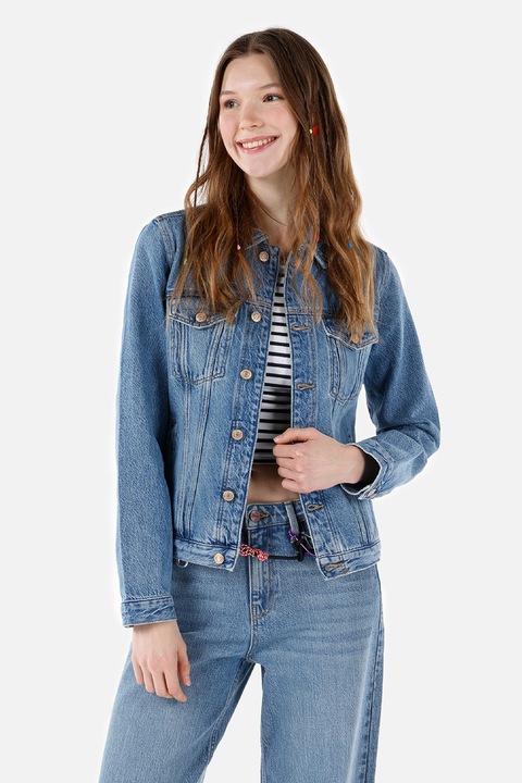 COLIN'S, Jacheta din denim cu buzunare cu clapa, Albastru prafuit