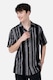 COLIN'S, Camasa din amestec de in cu model in dungi, Negru, Gri deschis, L