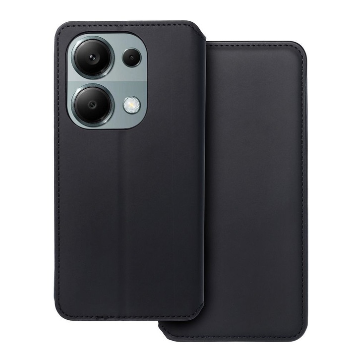 Xiaomi Redmi Note 13 Pro 4G / Poco M6 Pro 4G kompatibilis telefontok, könyvtok, bankkártyatartós, mágneszáras, fekete, Dual Pocket