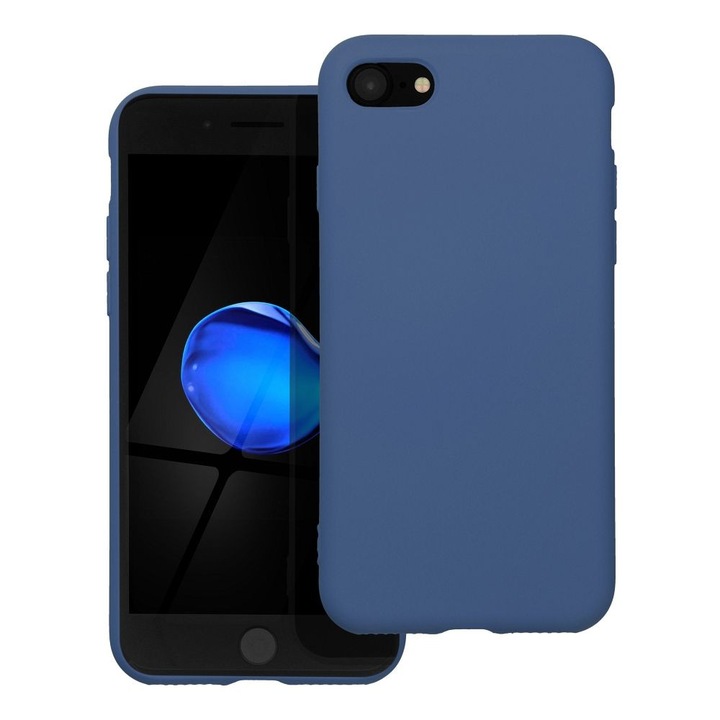 iPhone 7 / 8 / SE 2020 / SE 2022 kompatibilis szilikon hátlaptok, velúr belsővel, matt, kék, Silicone
