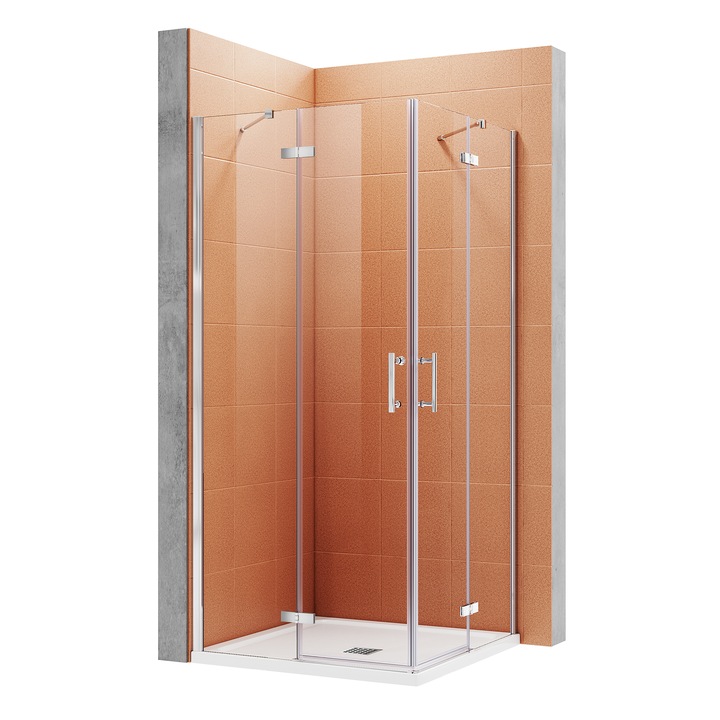 Cabina de dus, Intrare pe colt, Sticla securizata 6 mm, 100x100x195 cm