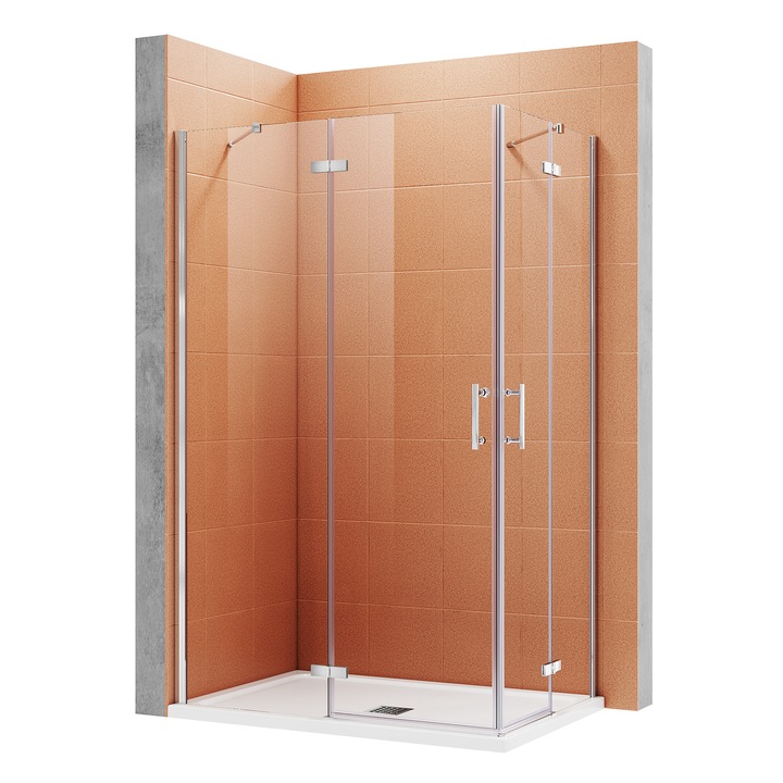 Cabina de dus, Intrare pe colt, Sticla securizata 6 mm, 120x120x195 cm