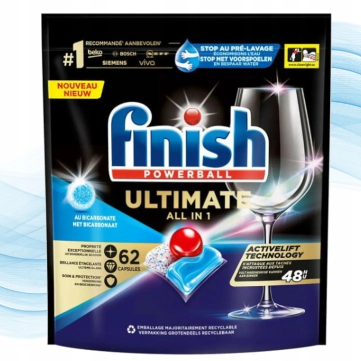 Detergent Capsule Automat Pentru Masina De Spalat Vase, Finish, Ultimate All in One, 62 spalari