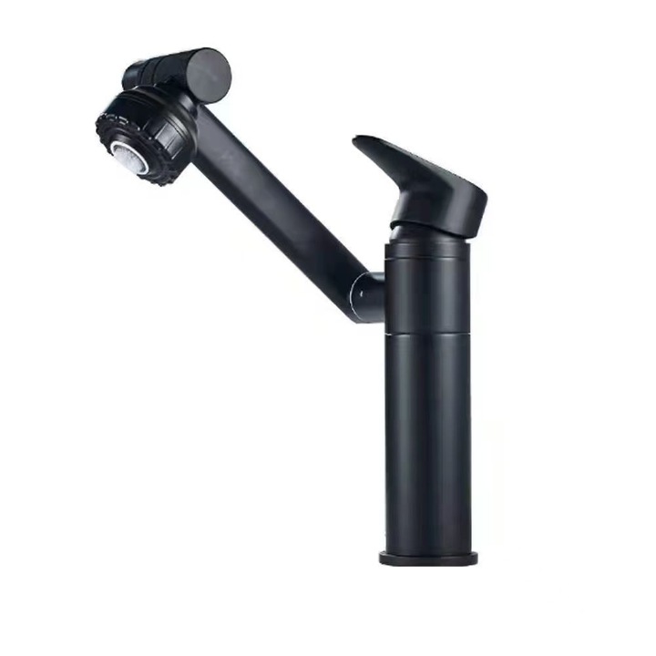 Baterie Sunmostar, dubla, pentru lavoar, inox, negru