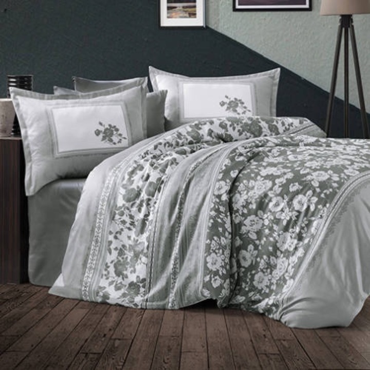 Royal Elegance szatén ágynemű, 4 részes, franciaágyhoz, 260x240 cm, Antik szürke