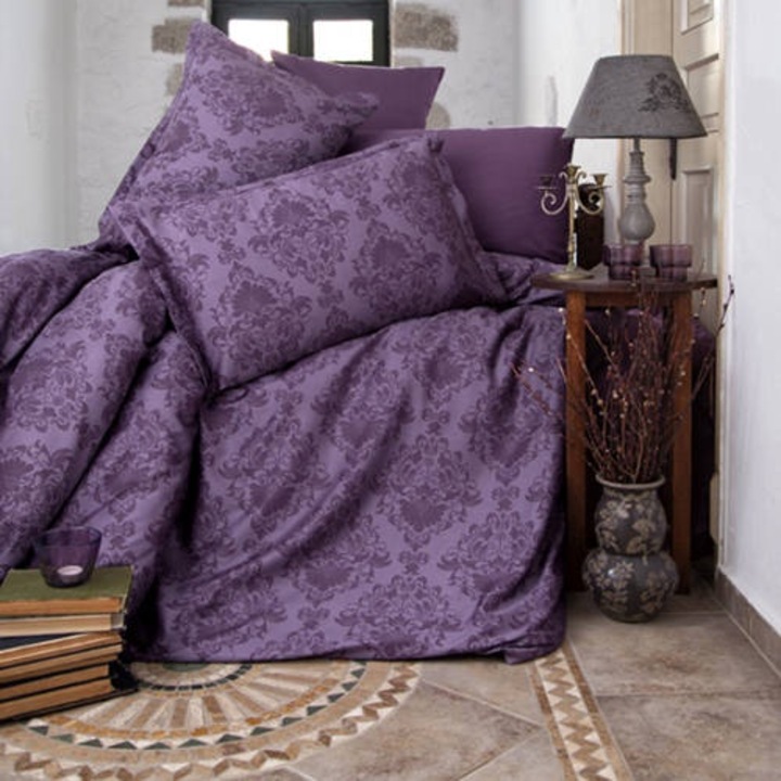 Royal Elegance szatén ágyneműhuzat, 4 részes, franciaágyra, 260x240 cm, Intenzív lila