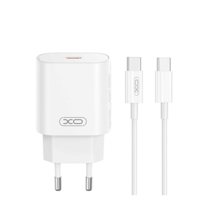 Бързо зарядно 25W за Samsung XO CE25 PD, 220V, с кабел USB-C - USB-C