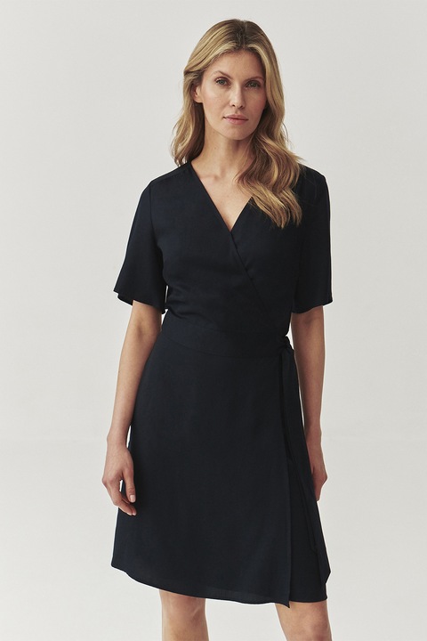 Tatuum, Rochie pretrecuta din lyocell cu maneci evazate, Negru