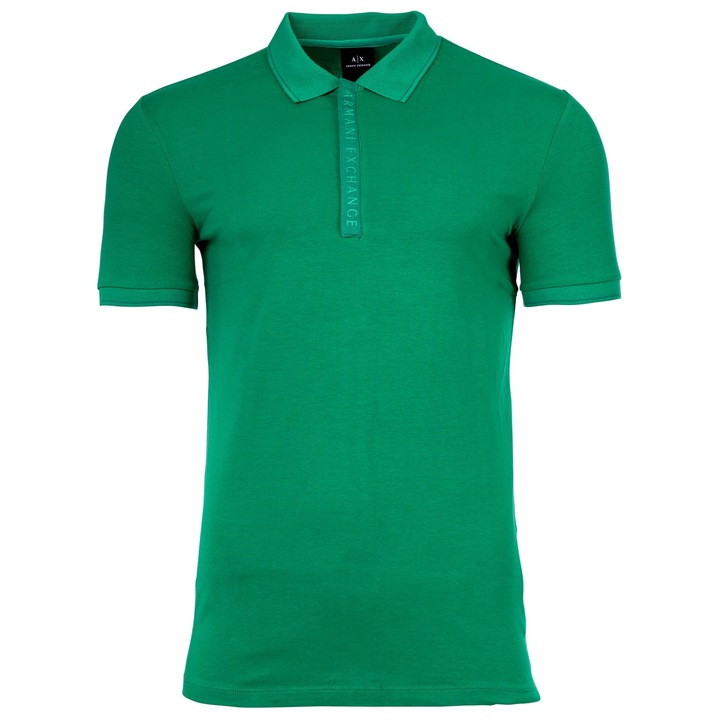 ARMANI EXCHANGE, Тениска слим с памук с яка, Зелен, XL