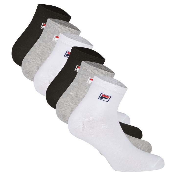 Fila, Set de sosete lungi unisex - 6 perechi, Alb/Negru/Gri