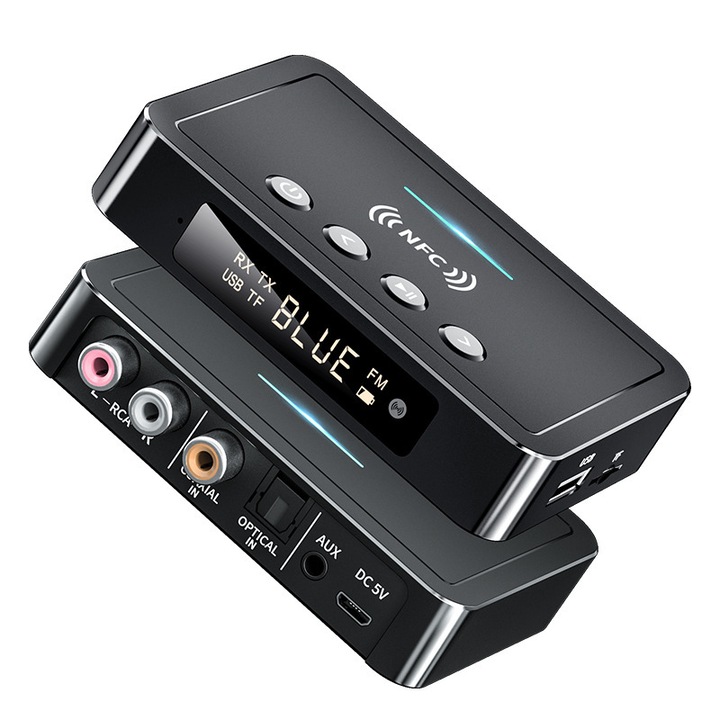 Аудио предавател/приемник 3-в-1, Bluetooth 5.0, FM, LED дисплей, черен