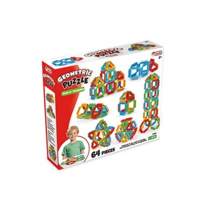 Set de constructie Geometric Puzzle cu 64 de piese Multicolore