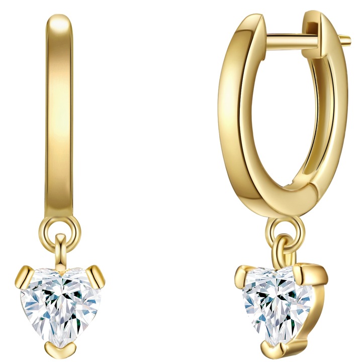 Lulu & Jane, Cercei placati cu aur de 14K, cu zirconia, Auriu, Galben