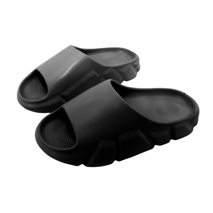 Papuci cu platforma E02negru 101908, Negru