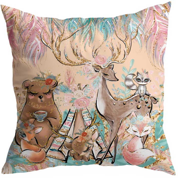 Fete De Perna Decorative, Homeview, Pds188, 100% Poliester, 160G/M2, Multicolor, Fermoar, M, 40X40