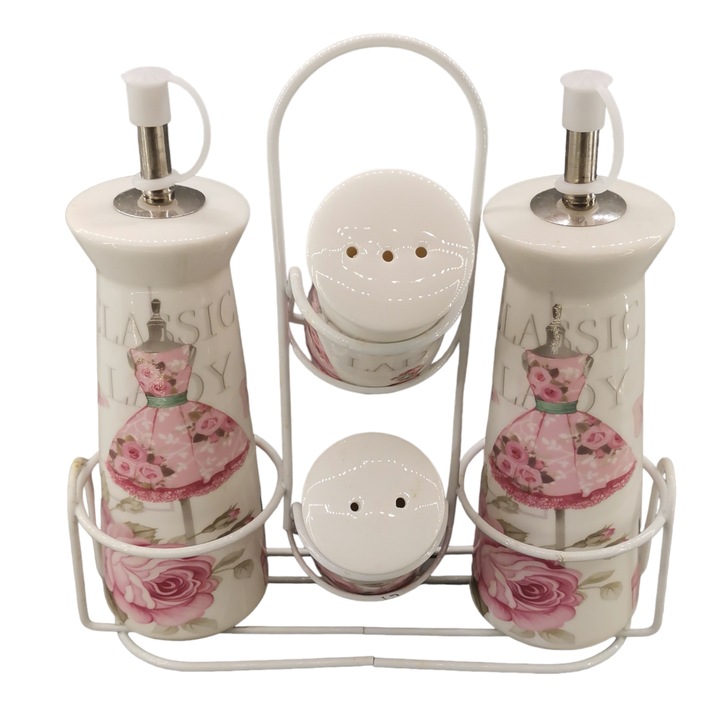Set oliviera cu 4 piese, ClauM, model floral, 15-17/15