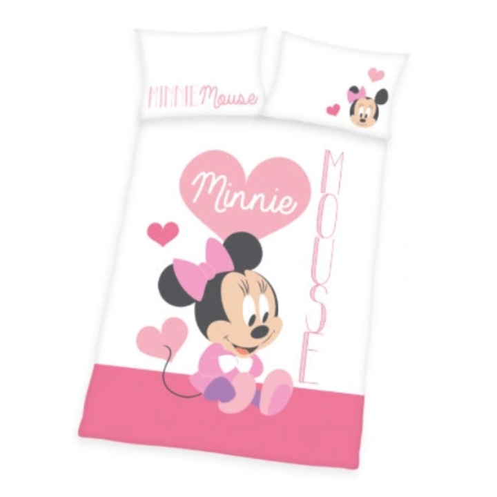 Lenjerie de pat copii Herding, Disney's Minnie Mouse, 2 piese, 100x135 cm, 40x60 cm