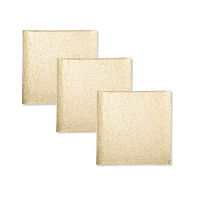 Комплект 3 квадратни десертни чинии, Wilmax England, 17 x 17 см, порцелан, матово бежов