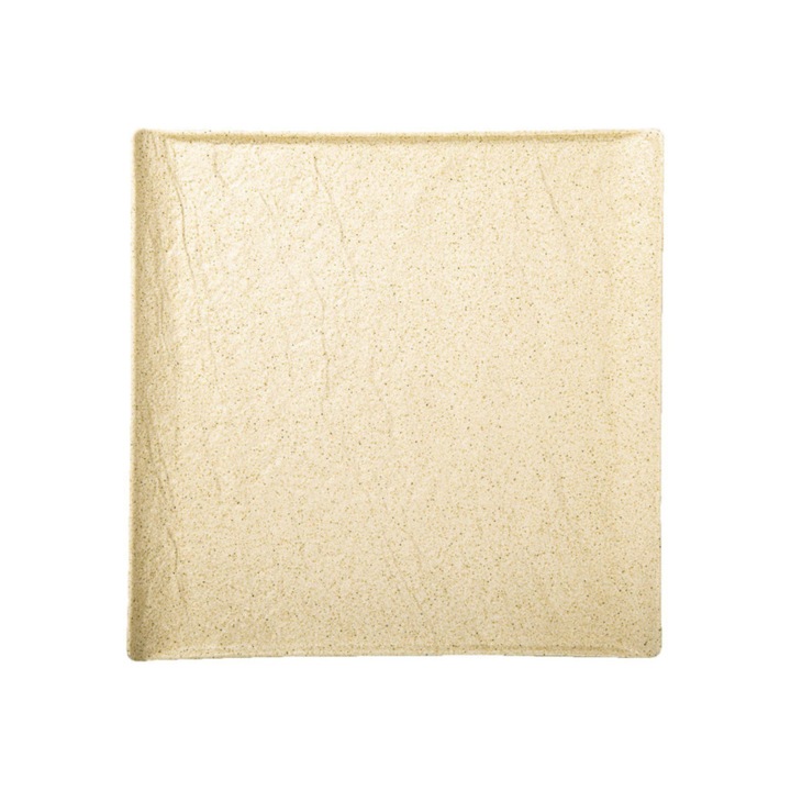Farfurie portelan, patrata, Bej mat, 27 cm, imitate piatra, pentru cina, fel principal, WILMAX SANDSTONE