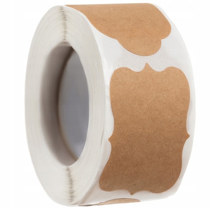 Комплект от 300 самозалепващи етикета, кафява хартия, многофункционални, 3 х 5 см, 3 уникални модела, за бутилки, контейнери и буркани, Dactylion®