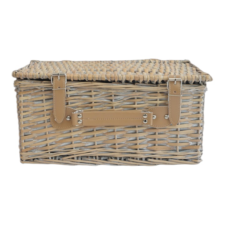 Casa.pro Piknikkosár PXZQ-0001 Lumparland 40 x 28 x 20 cm fűzfa natúr fehér kék 2 személy számára cipzárral zárható hűtőtáskával