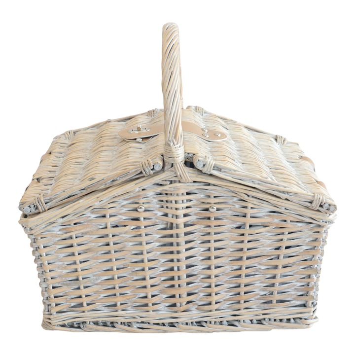 Casa.pro Piknikkosár PXZQ-0004 Lumparland 40 x 28 x 37 cm fűzfa natúr fehér kék 2 személy számára 21, 5 liter