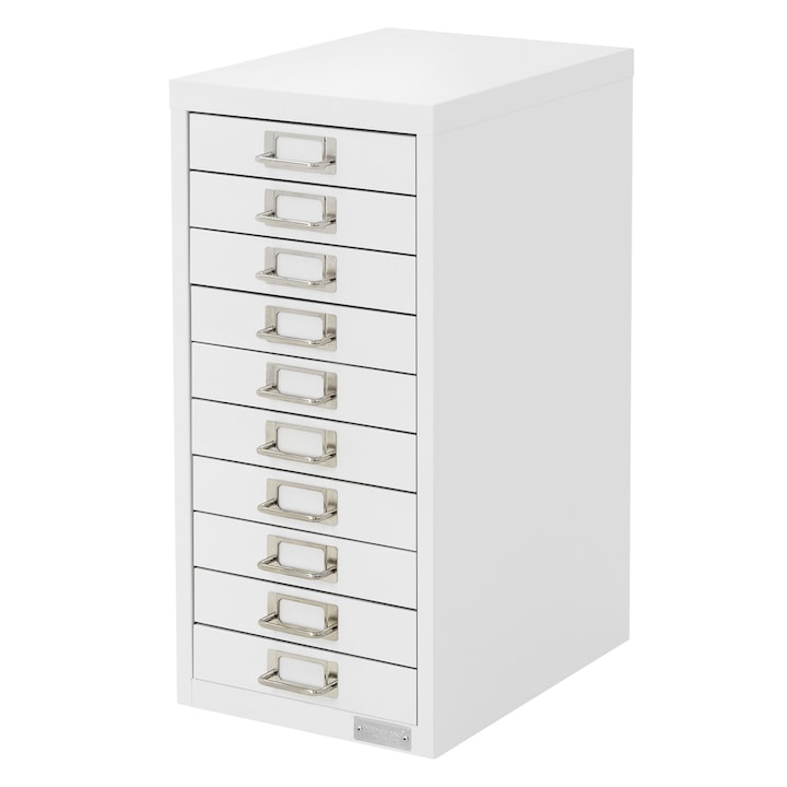 Шкаф с 10 чекмеджета за офис, ML-Design, бял, стомана, 60x38x28 см, стабилен и издръжлив