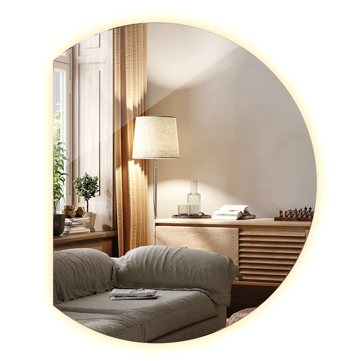 Oglinda baie iluminare Led, Coloray, de perete, Calda 3000K, 74 cm x 90 cm, 010390550351700000000