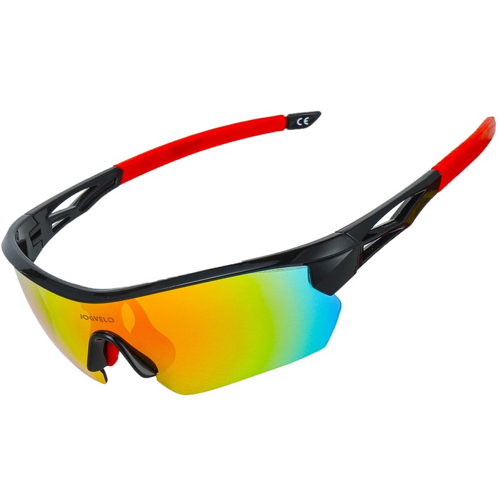 Ochelari sport JOGVELO, polarizati, UV400, set 5 lentile interschimbabile, Rosu
