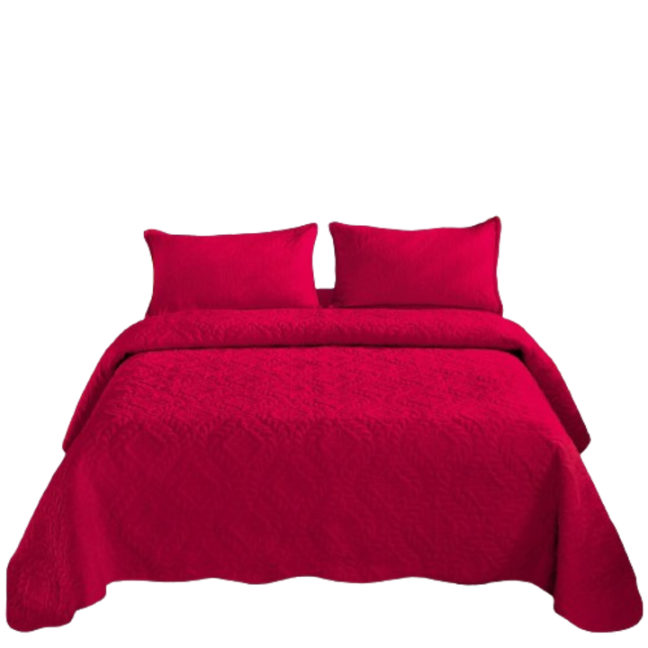 Комплект кадифена завивка за двойно легло с 2 калъфки за възглавници, 3 части, 230x250 см, червена