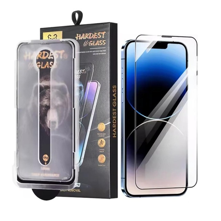 Folie Brave Bear sticla Super Sapphire cu aplicator compatibila cu iPhone 14 Pro