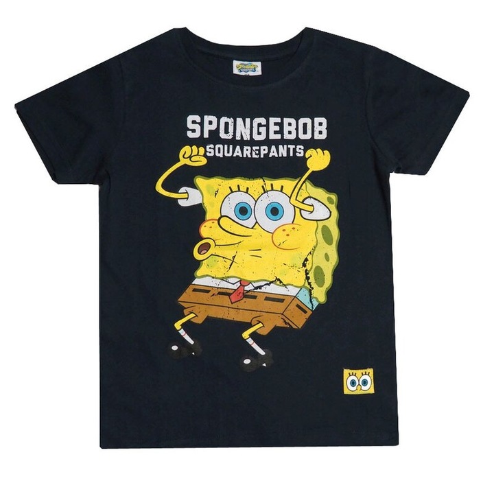 Tricou, maneca scurta, bumbac, Spongebob squarepants, bleumarin