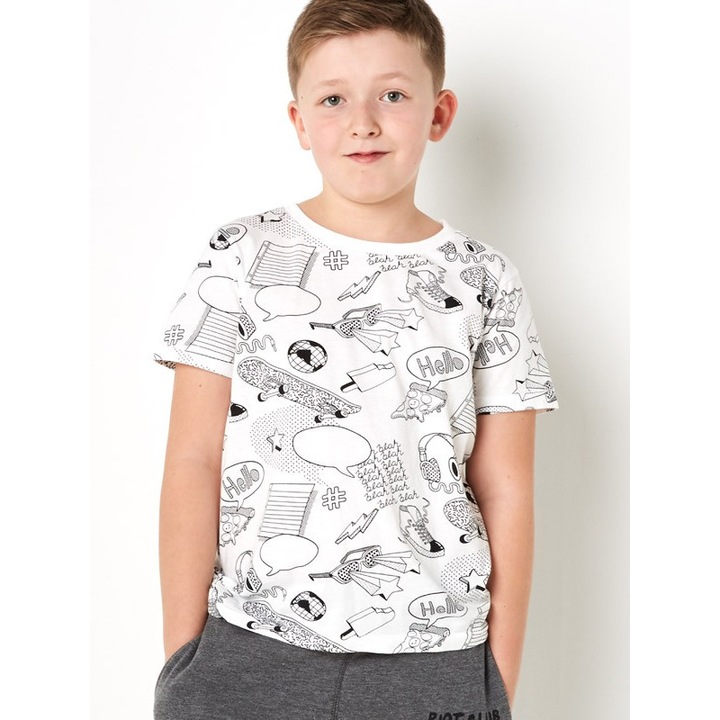 Rövid ujjú póló krém-fekete, Riot Club