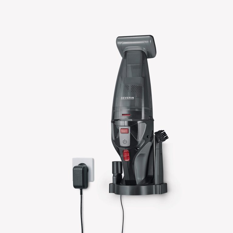 Aspirator de mana Severin, S7147, fara fir, ideal pentru masina si casa, aspirare umeda/uscata, 2 trepte putere, fara sac, operare usoara, statie de incarcare, include accesorii si geanta pentru transport, negru