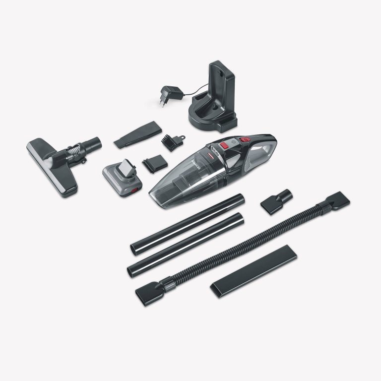 Aspirator de mana Severin, S7147, fara fir, ideal pentru masina si casa, aspirare umeda/uscata, 2 trepte putere, fara sac, operare usoara, statie de incarcare, include accesorii si geanta pentru transport, negru