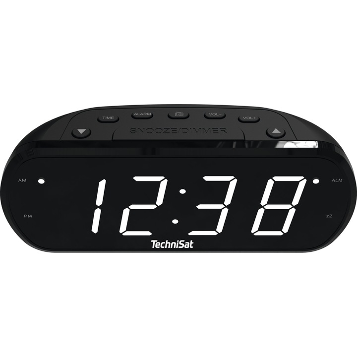 Радио часовник TechniSat DigiClock 1, LED дисплей, FM тунер, двойна аларма, черен