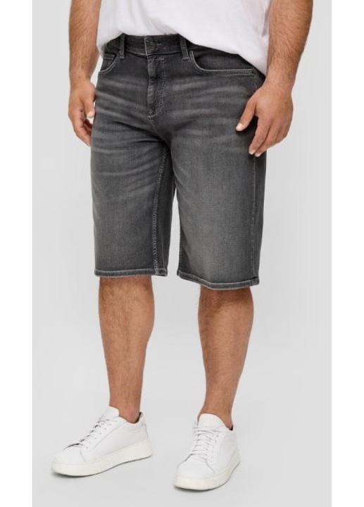 Pantaloni scurti barbati big size de blugi Casby cu croiala Relaxed fit, Gri inchis, Gri inchis