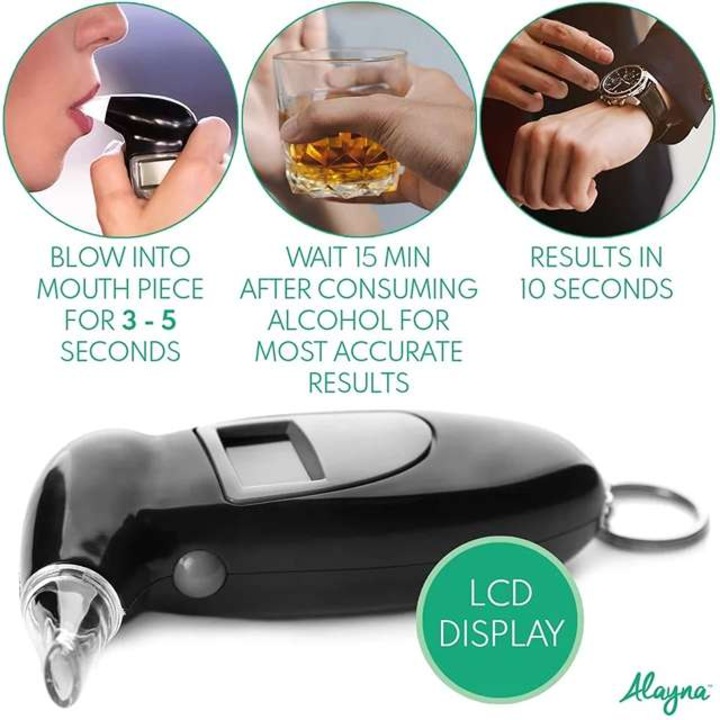 Alcool Tester Profesional, Digital, Functie de Memorare, Acuratete ridicata, Calibrare Automata, Display LCD, Negru
