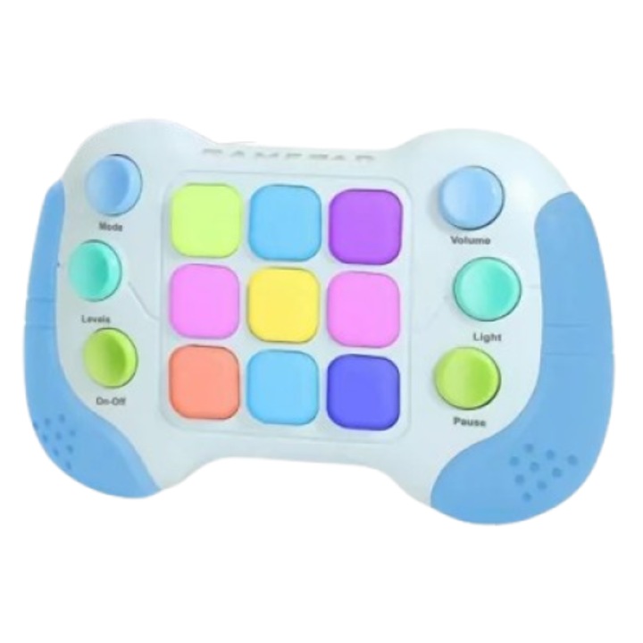 Consola interactiva de jocuri, cu 6 butoane si 600 de niveluri, Albastru/Gri